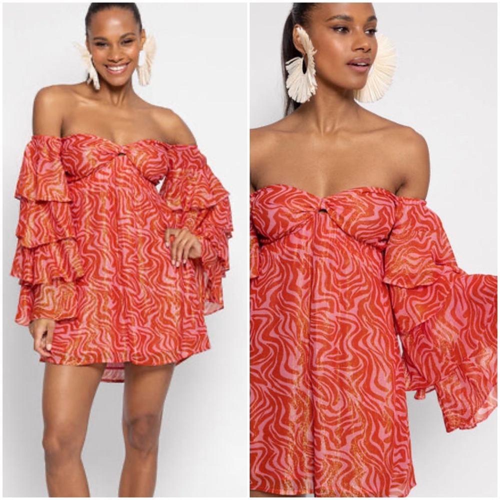 NWOT Sundress France Noemia Marbella Savannah Ruffle Sleeve Mini Dress XS/S